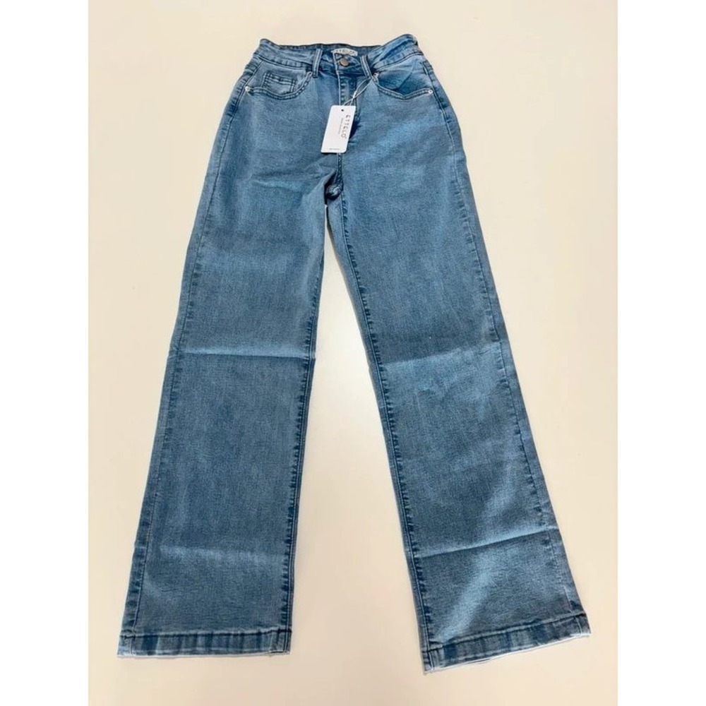ETTELO Denim Collection Womens Wide Leg High Rise Blue Jeans  Size 4